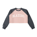 Raw-Hem Color-Block Raglan Crop Sweatshirt