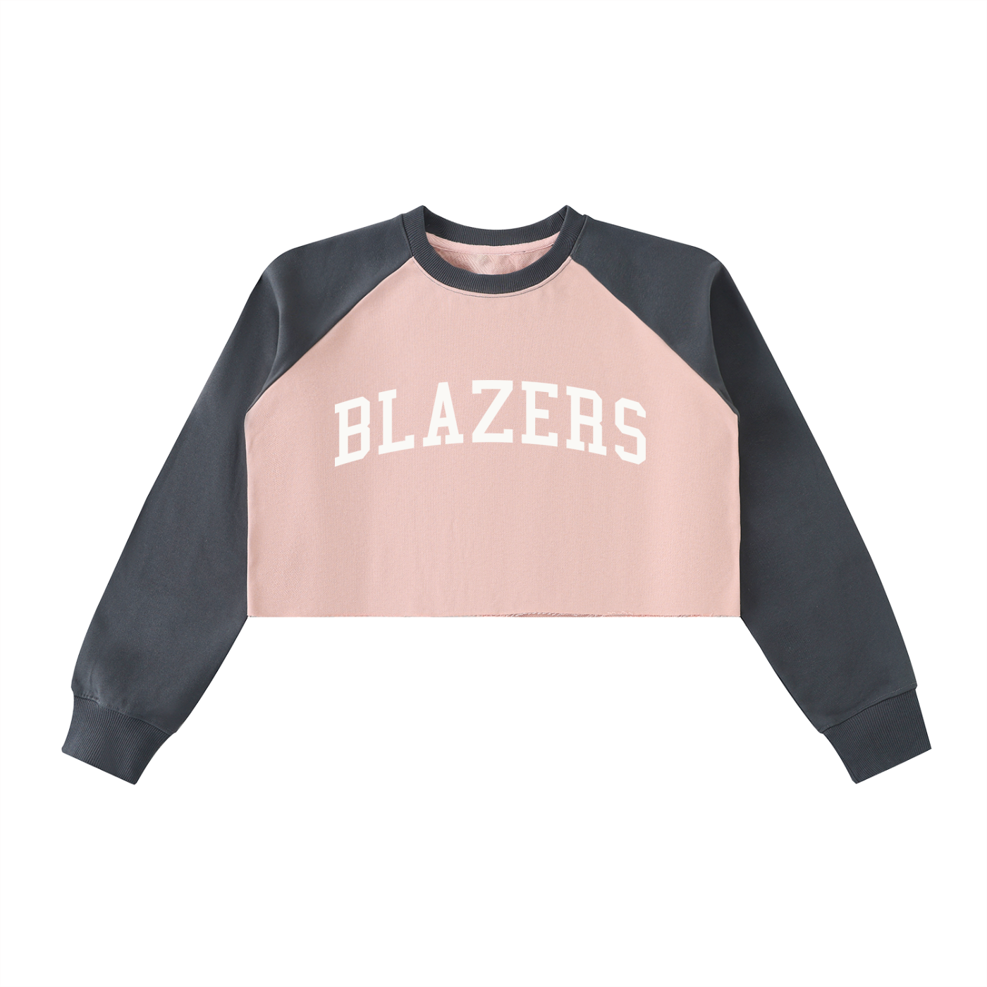 Raw-Hem Color-Block Raglan Crop Sweatshirt