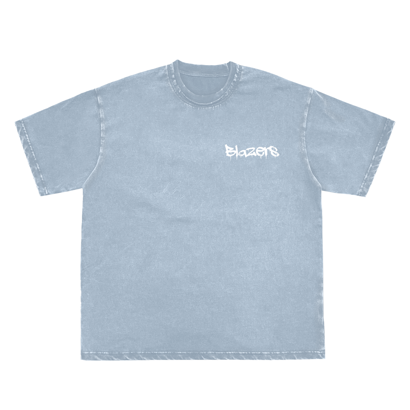 Snow Washed Raw-Edge Neckline T-Shirt