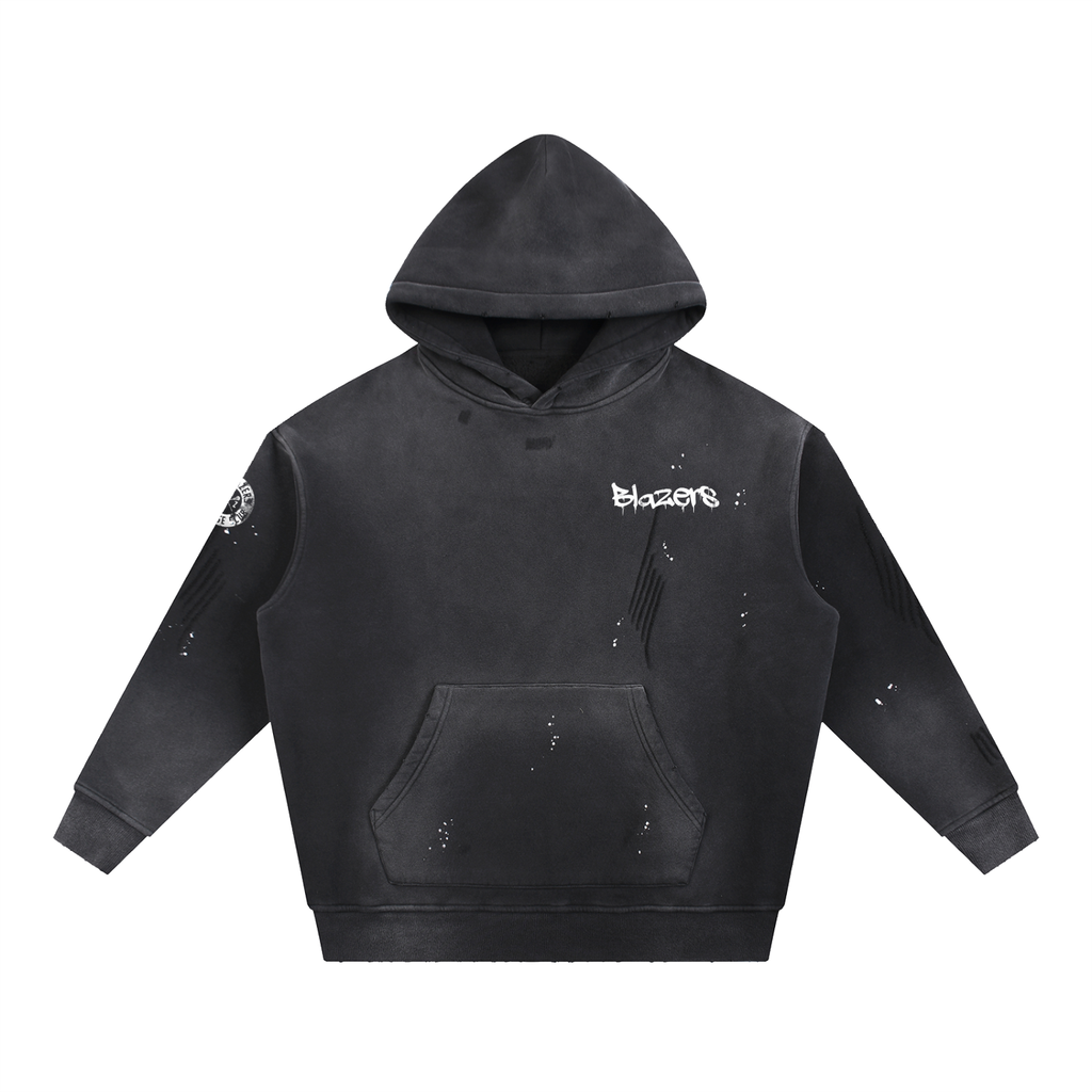 Vintage Washed Frayed Fleece Hoodie