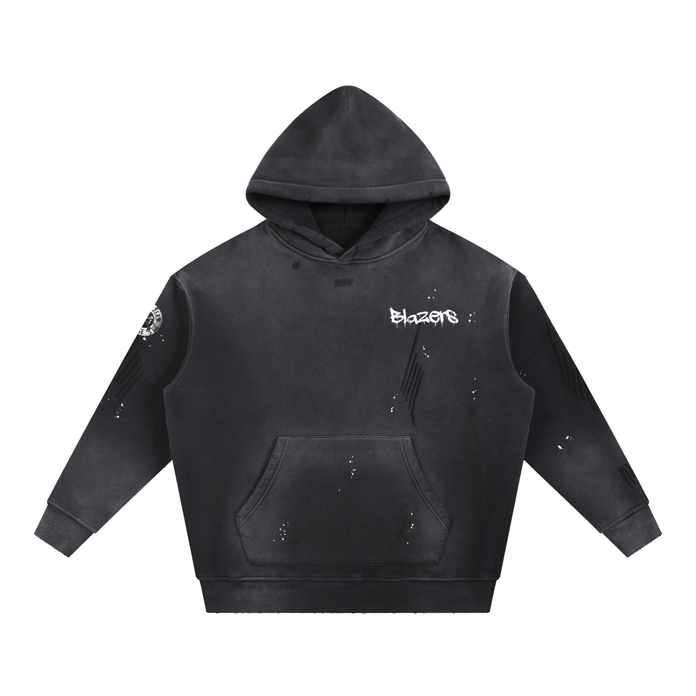 Vintage Washed Frayed Fleece Hoodie