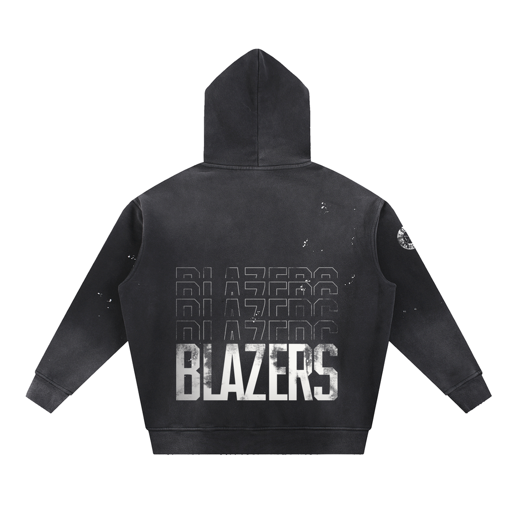 Vintage Washed Frayed Fleece Hoodie